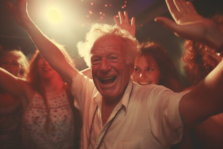 medium shot senior man having fun