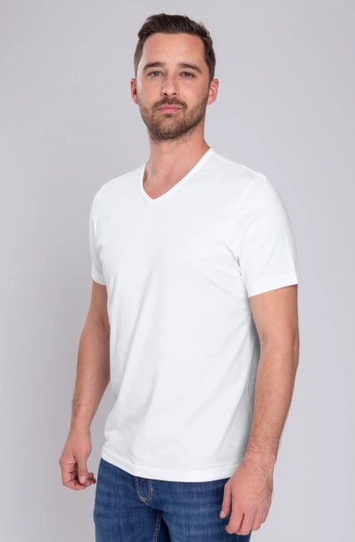T-shirt met hoge V-hals