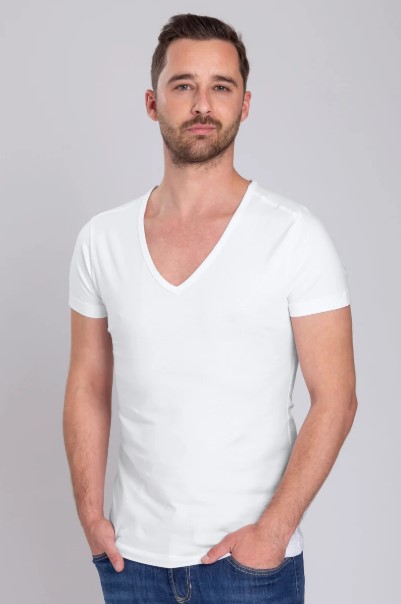T-shirt met deep V-hals